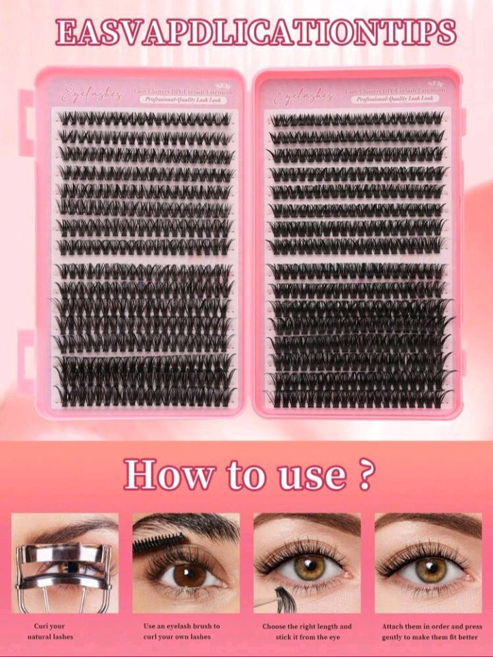 DIY Eyelashes Lash Extension Kit 640 Pieces-black